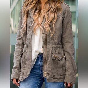Sanctuary Studded Military Jacket Size XS in Brown/Military